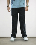 Black Twill Straight-Fit Cargo Pants