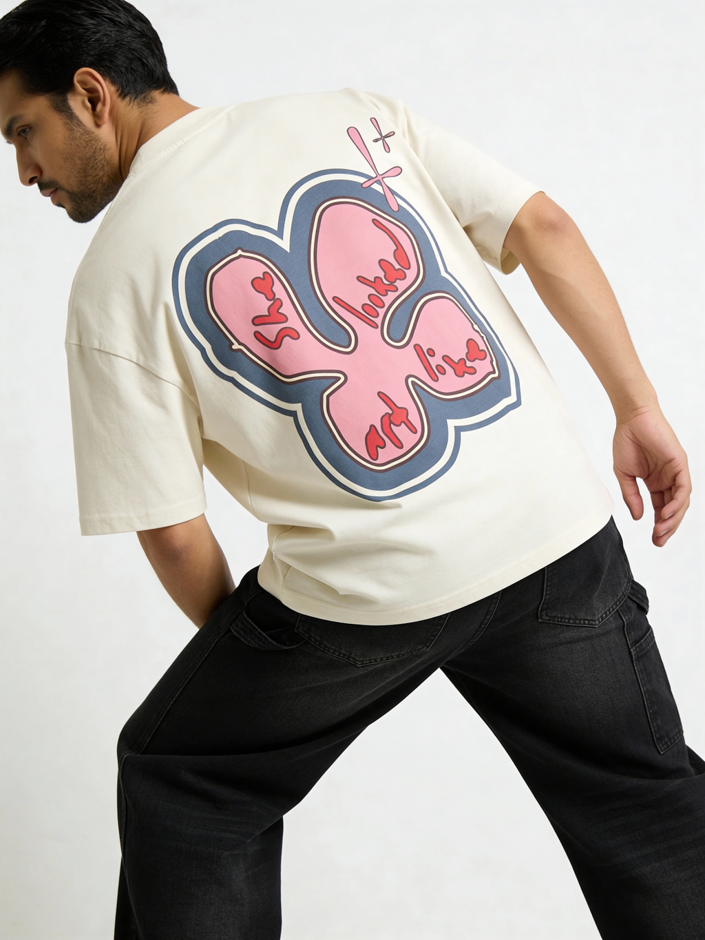 Cream Cotton Puff print Boxy Tee