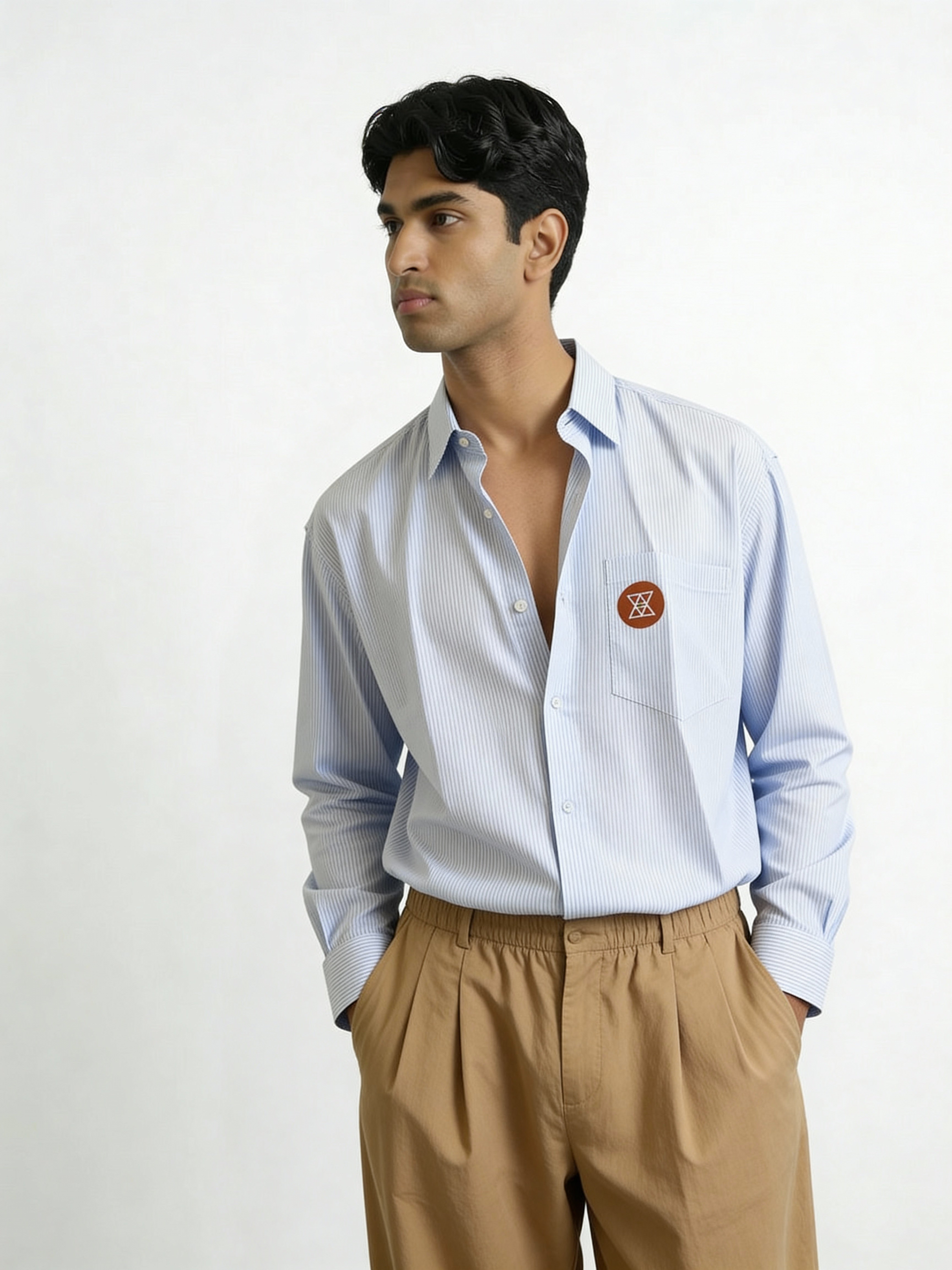 Blu (Skin Cotton Oversized Stripe boxy fit Shirt)