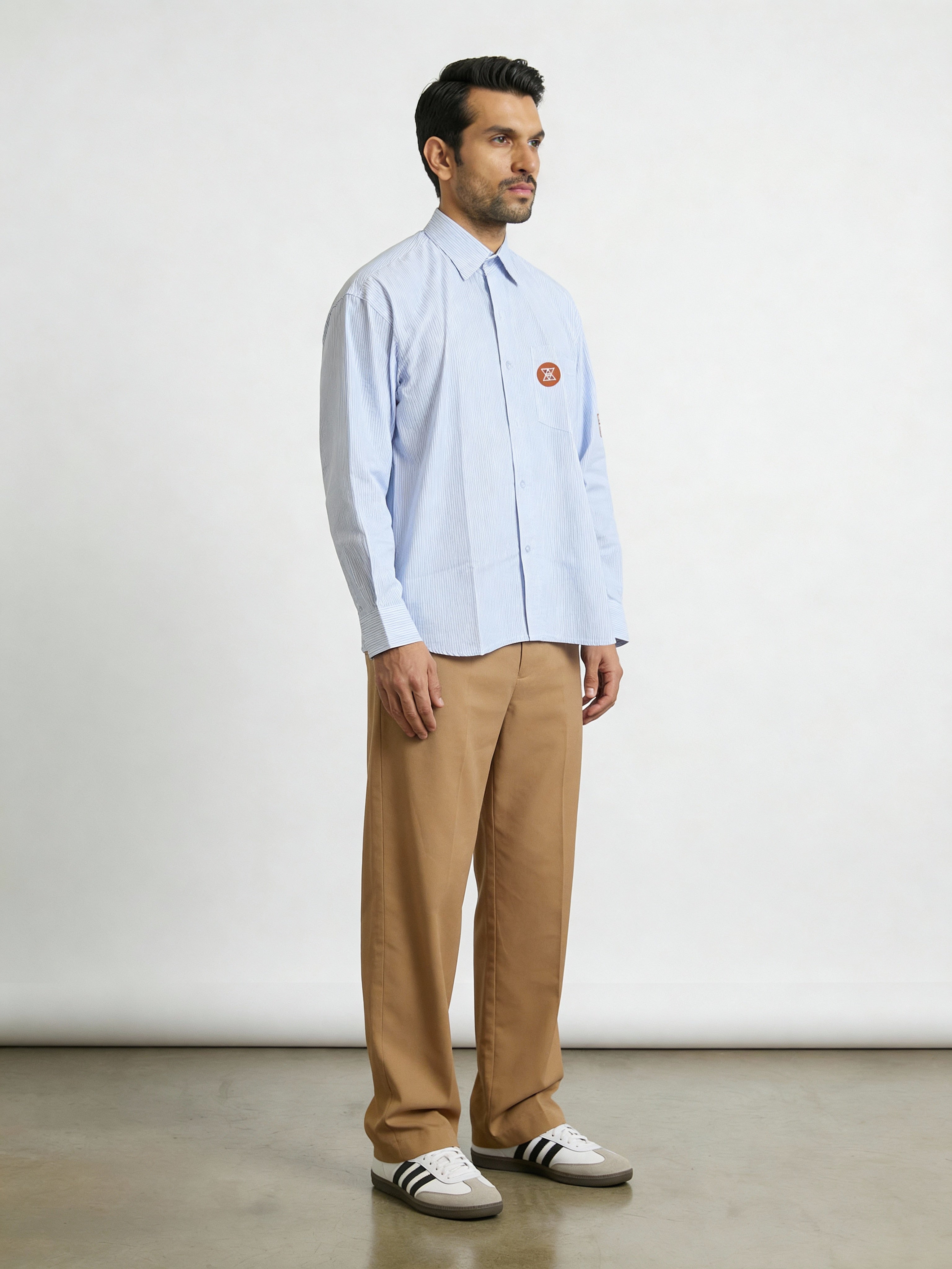 Blu (Skin Cotton Oversized Stripe boxy fit Shirt)