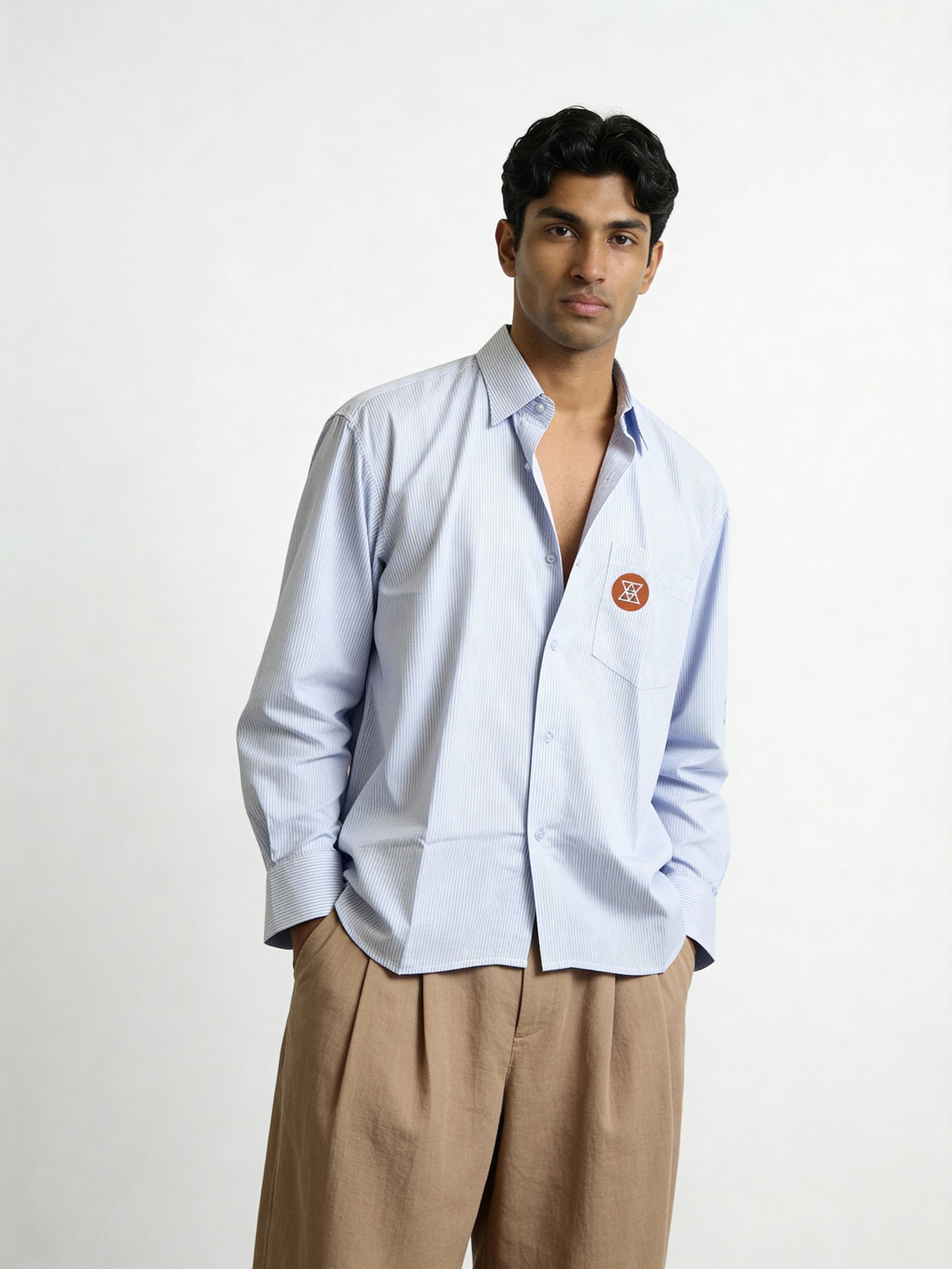 Blu (Skin Cotton Oversized Stripe boxy fit Shirt)