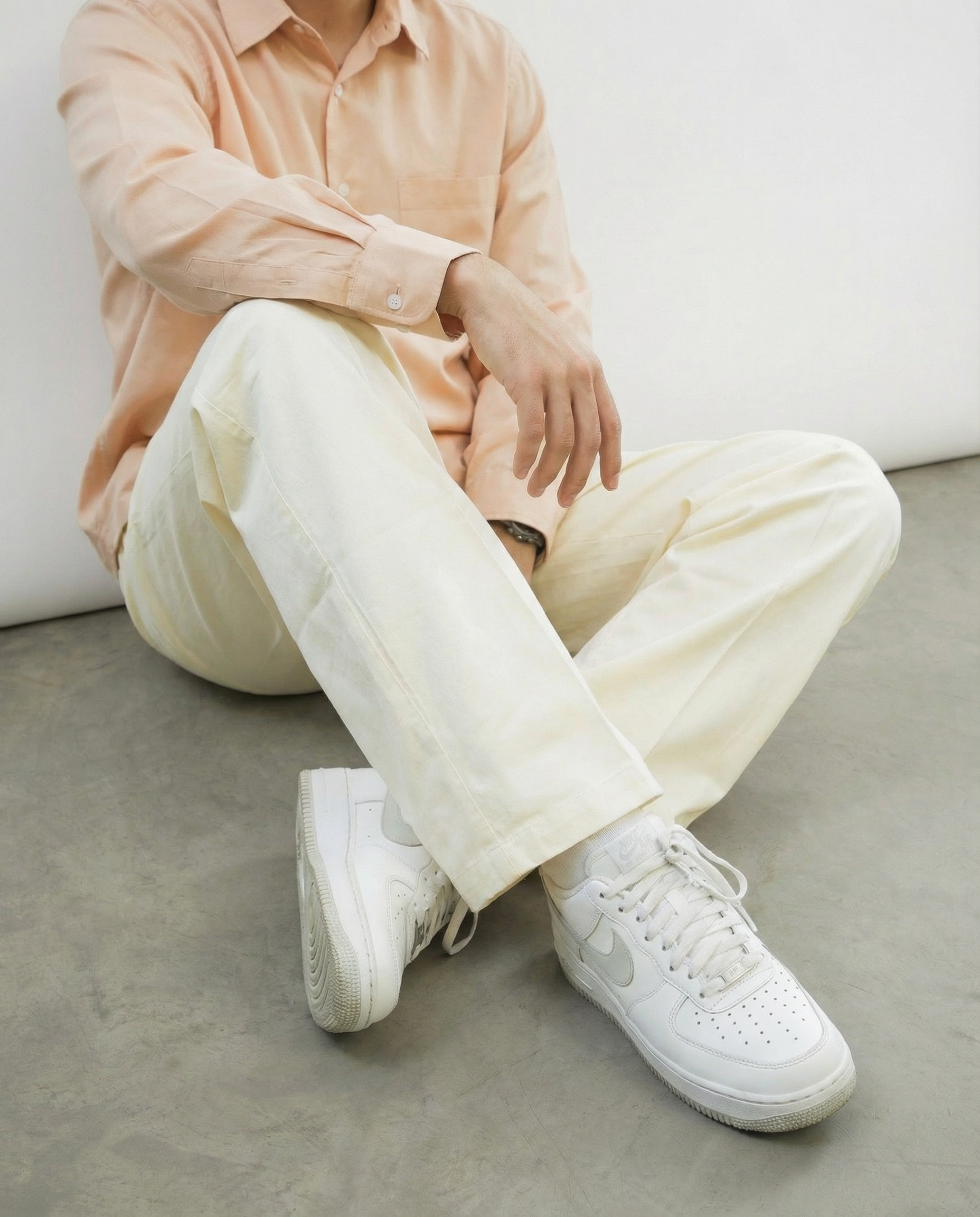 Twill (Off-White Cotton Formal Trousers)