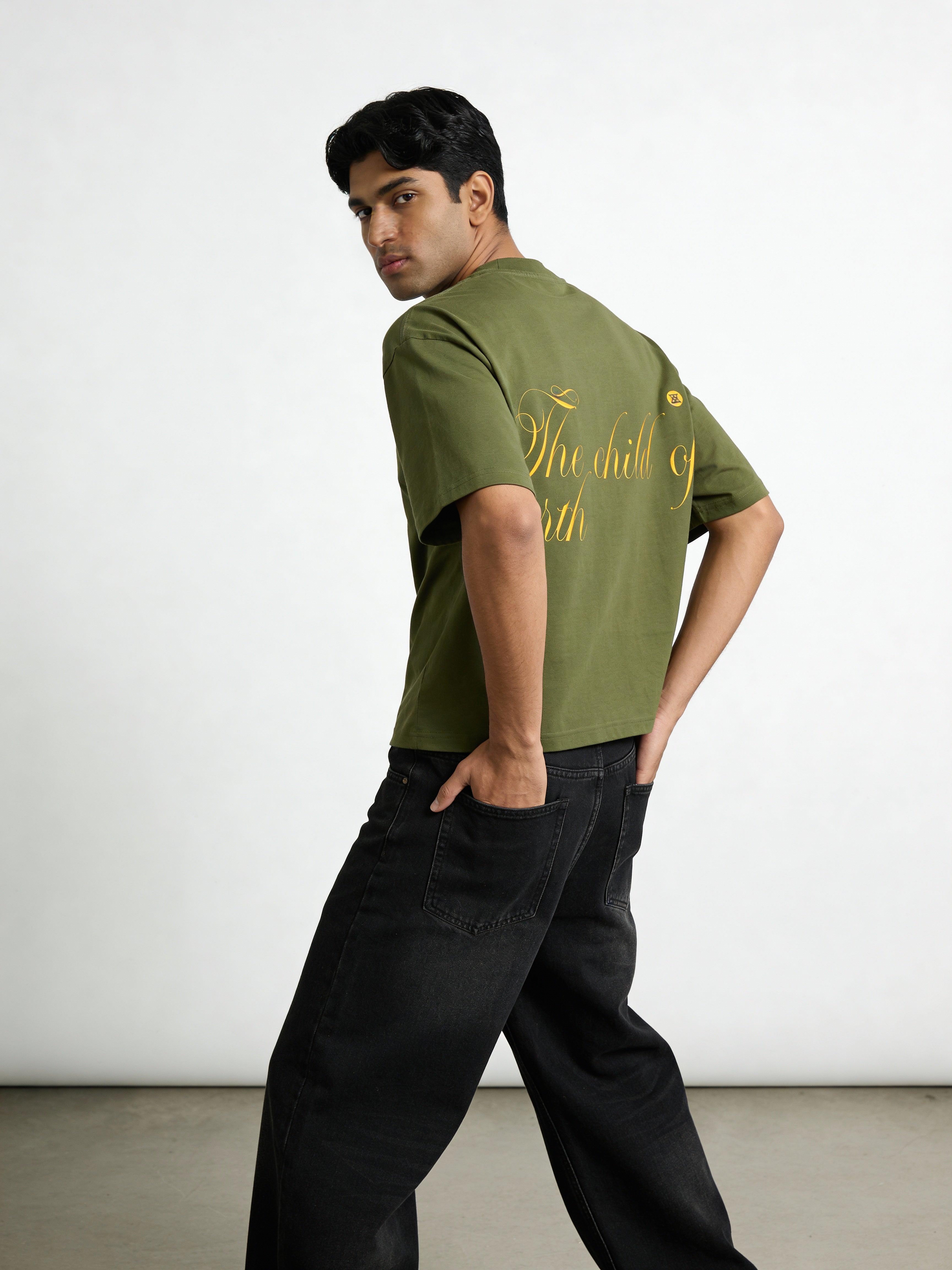 Olive Herbal Cotton Reflective Boxy Tee