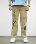 Vintage Print Twill Straight-Fit Pants