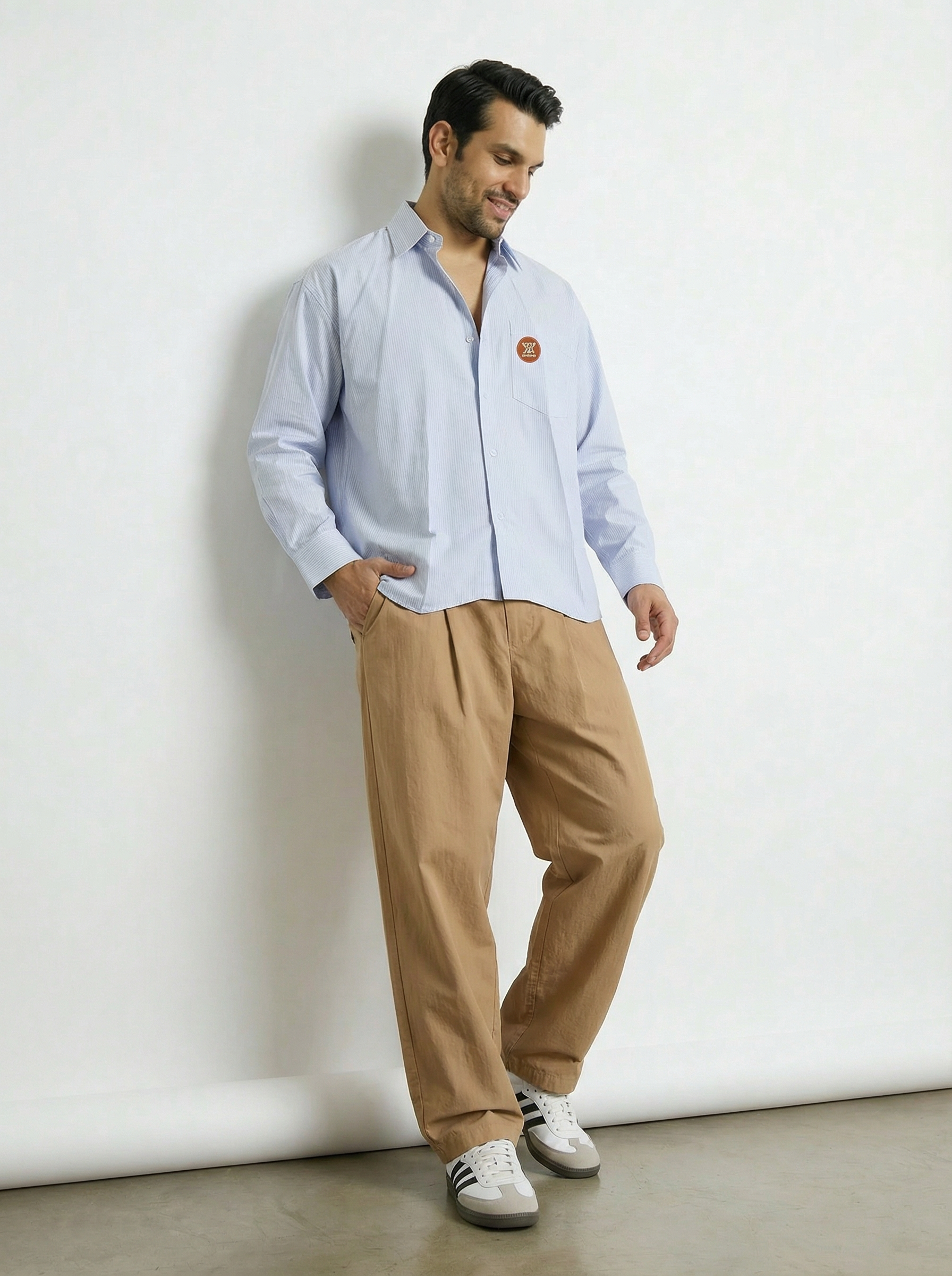 Blu (Skin Cotton Oversized Stripe boxy fit Shirt)