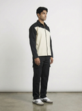 White & Black Twill Zipper Shacket