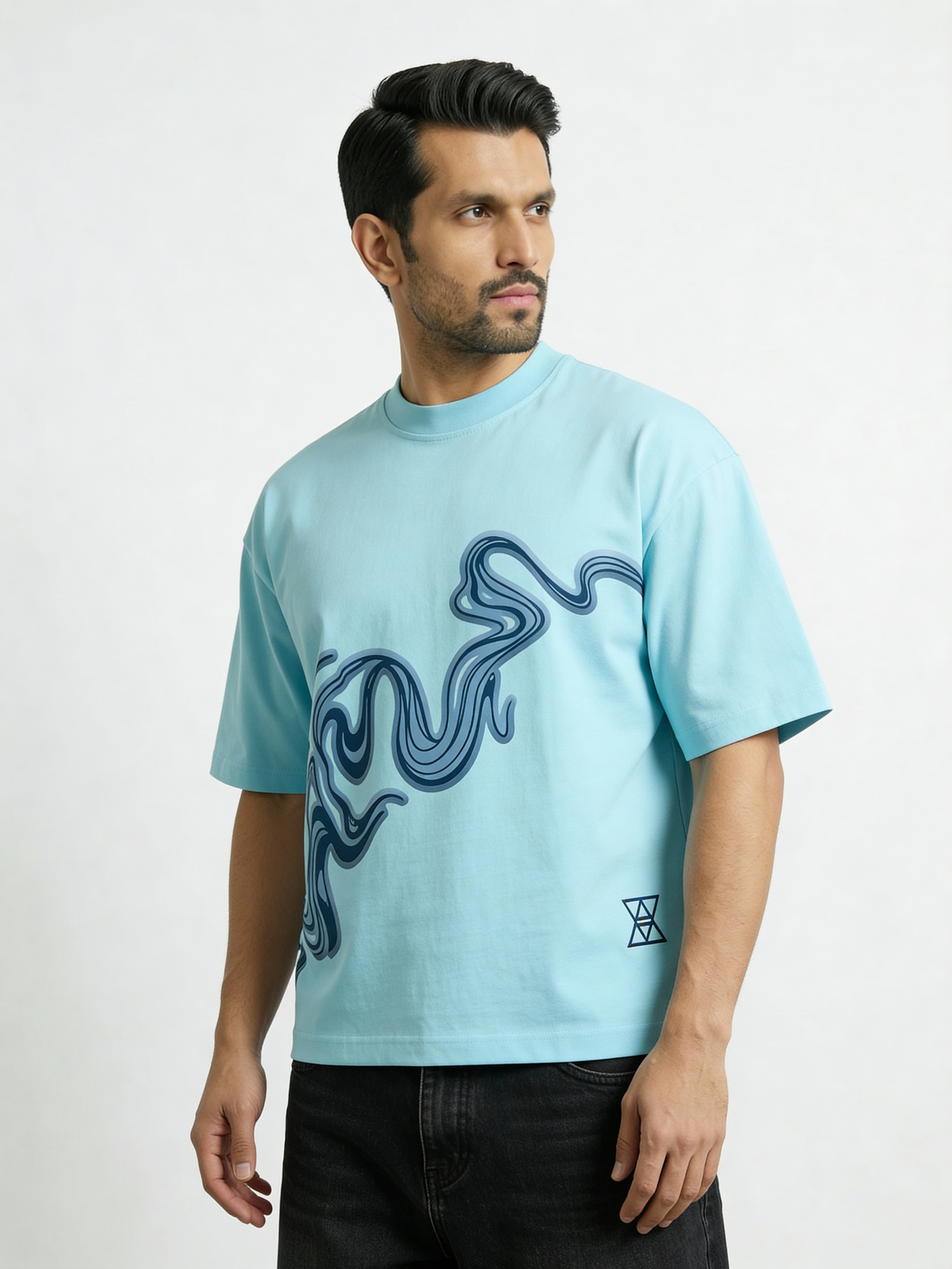 Water color Wave Graphic boxy Tee