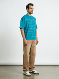 Plain Blue word hunt boxy Tee
