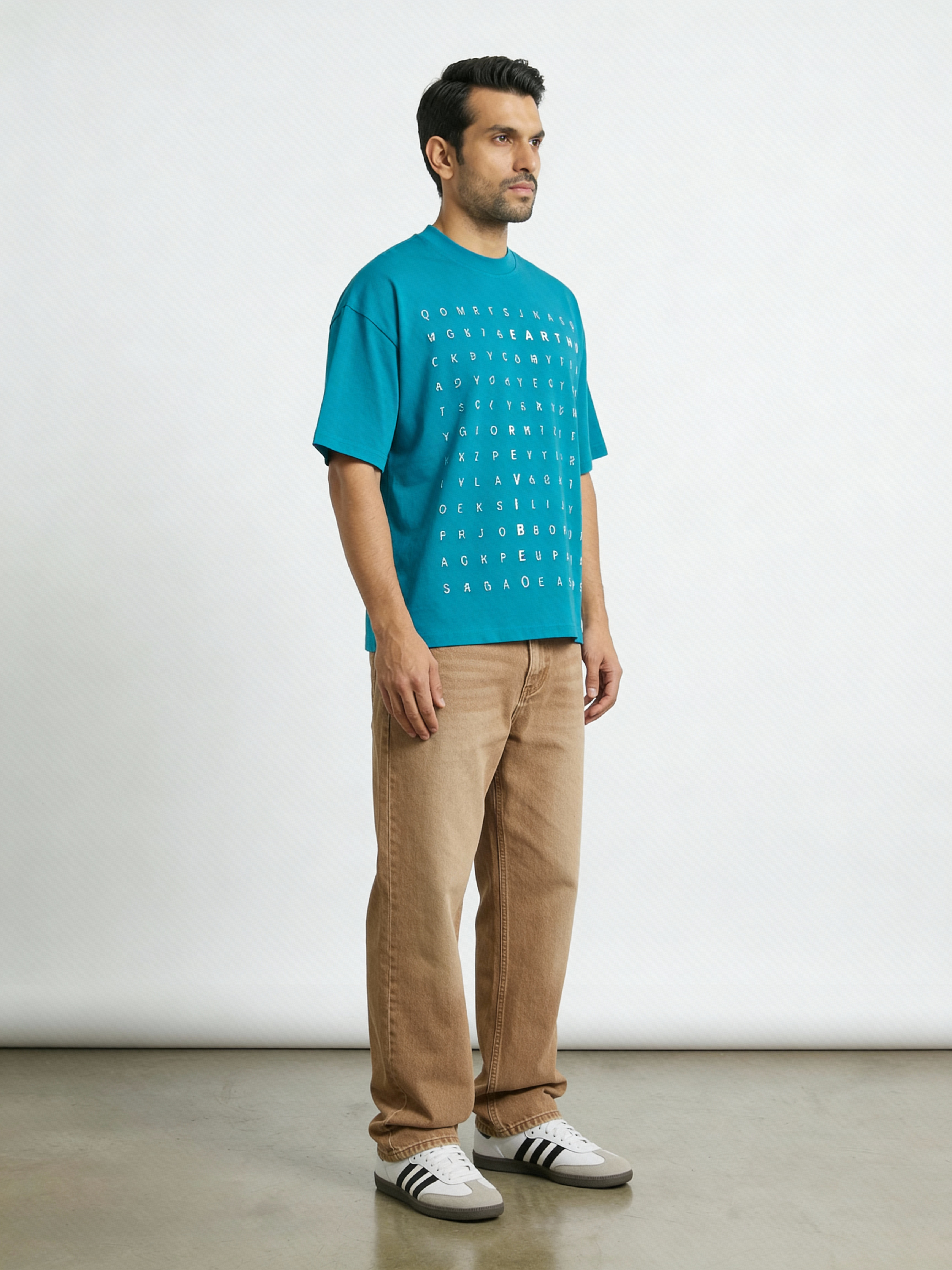 Plain Blue word hunt boxy Tee
