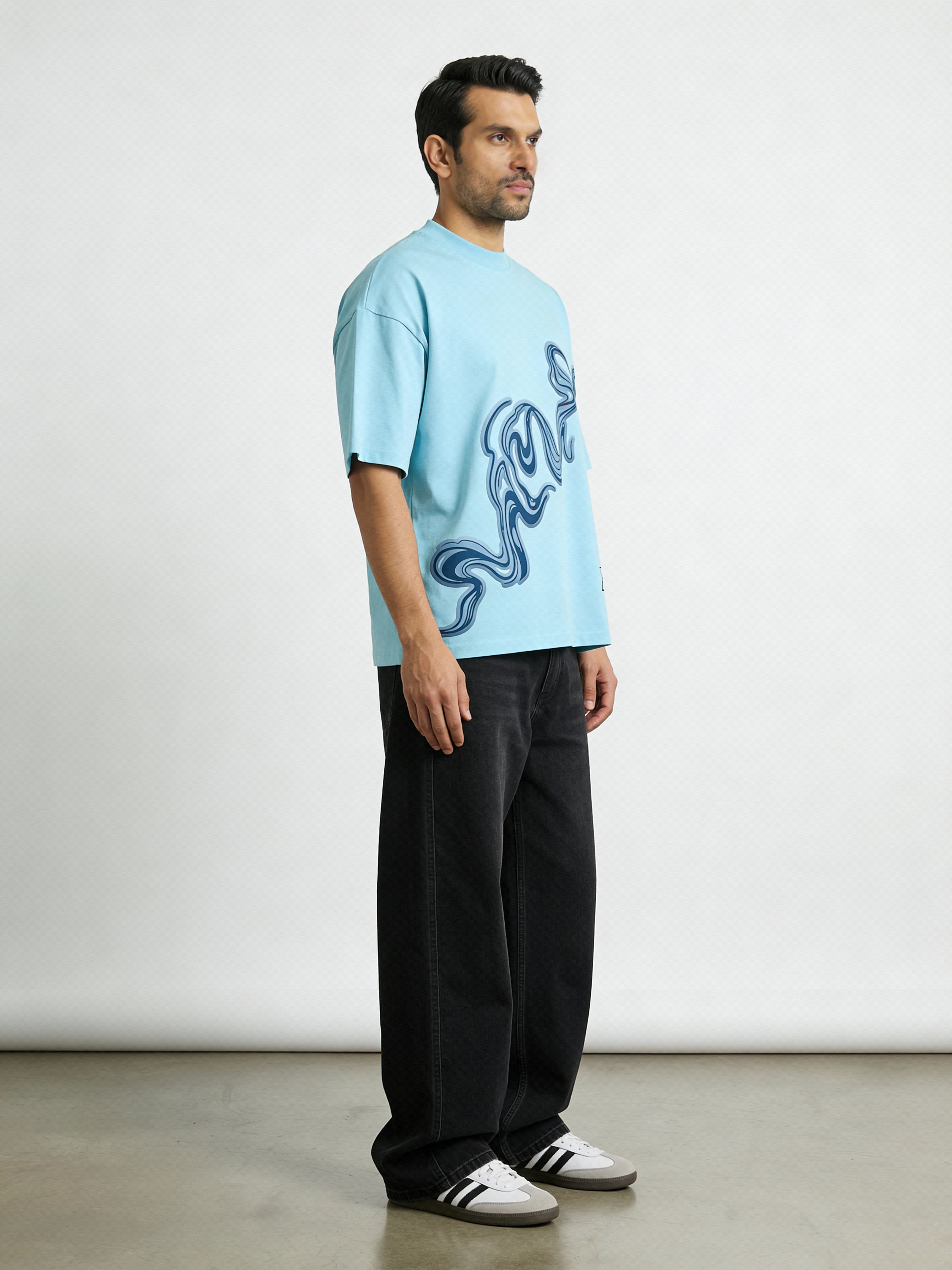 Water color Wave Graphic boxy Tee