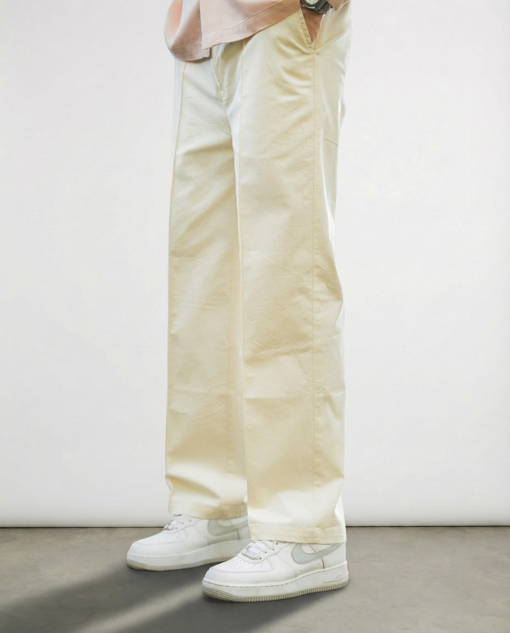 Twill (Off-White Cotton Formal Trousers)