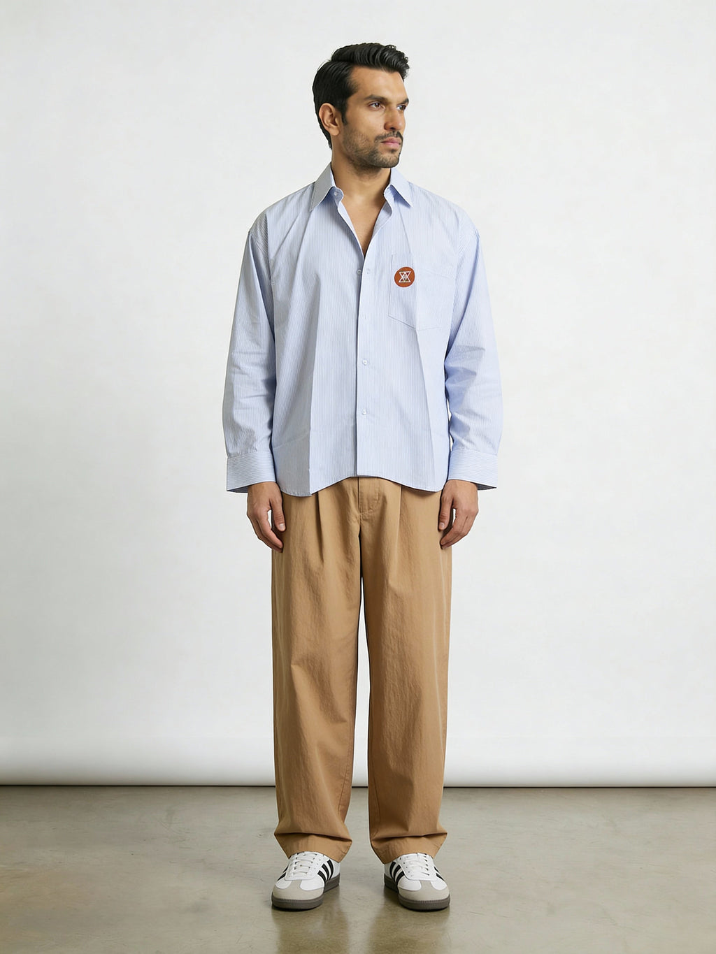 Blu (Skin Cotton Oversized Stripe boxy fit Shirt)