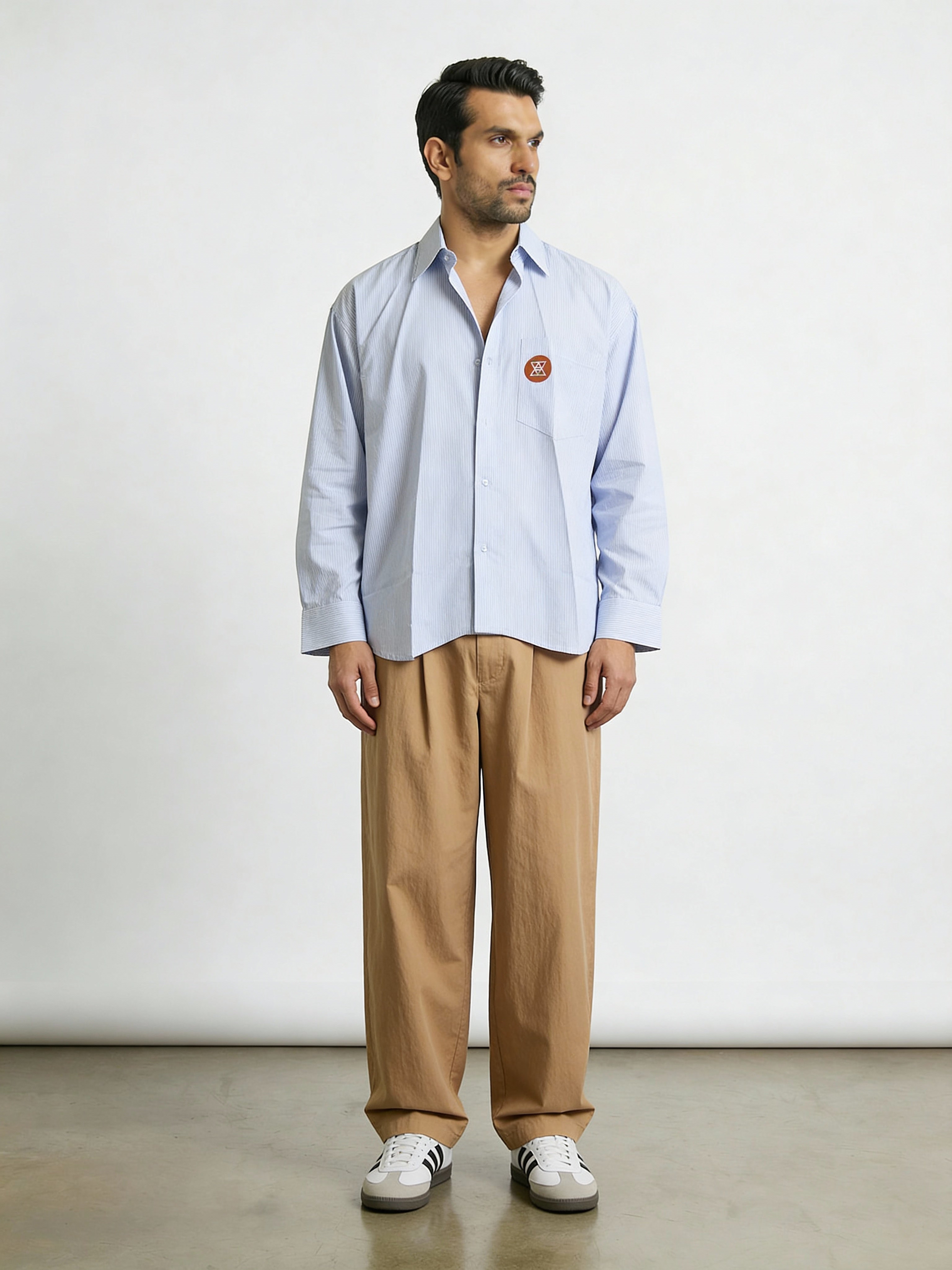 Blu (Skin Cotton Oversized Stripe boxy fit Shirt)